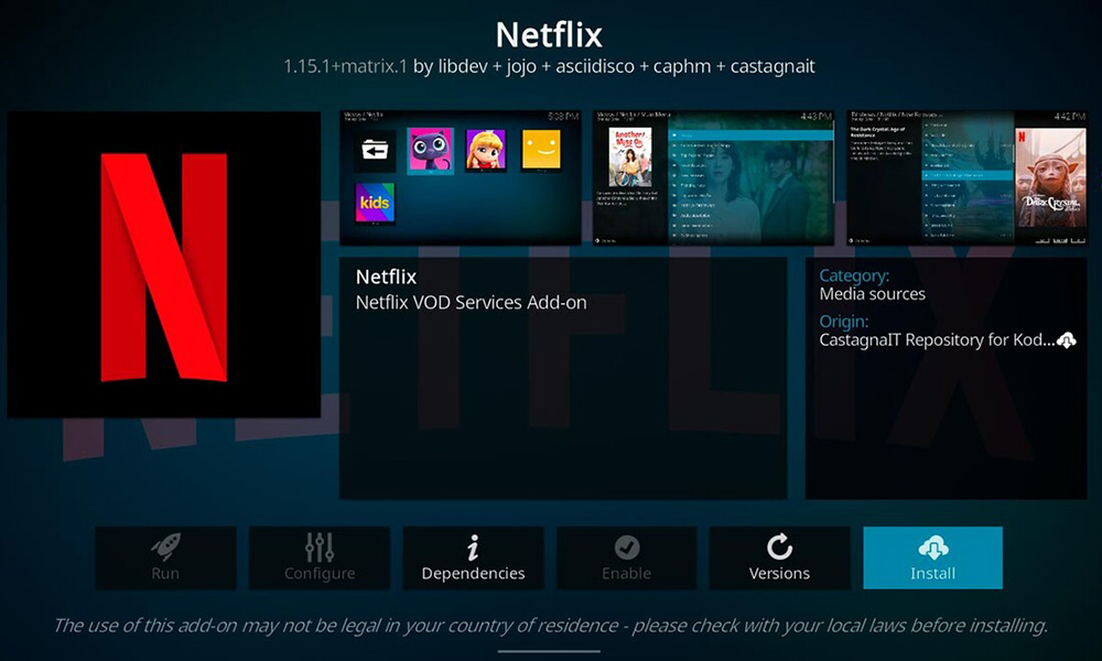 Install Netflix Kodi addon