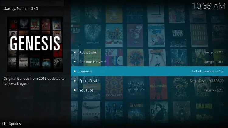 genesis kodi 9